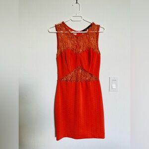 Medium Orange Lace-Accent Sheath Dress